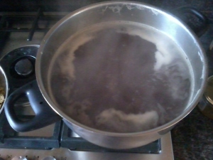 Bring the malt extract solution to a rolling boil